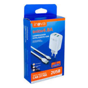 CARREGADOR INOVA USB IPHONE CAR-3170A 4.8A
