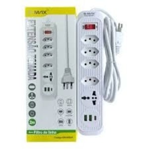 FILTRO DE LINHA 5 TOMADA 2 USB 1 TIPO C B-MAX BM-8699A