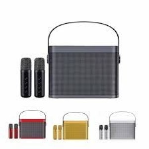 CAIXA DE SOM KAPBOM KA-8628 COM 2 MICROFONES karaoke