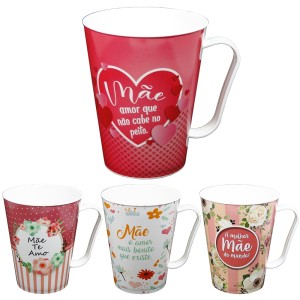 CANECA DE PLASTICO MAE SORTIDAS