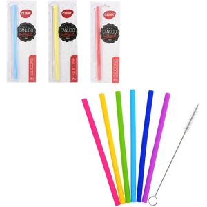 CANUDO DE SILICONE RETO LONGO REUTILIZAVEL + ESCOVA HIGIENICA NA CARTELA