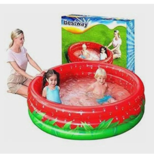 PISCINA INFLAVEL REDONDA 390 LITROS 3 ANEIS MORANGO